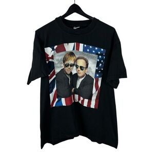 Vintage 1994 Billy Joel X Elton John Music Band Tour Black Graphic Shirt Size XL